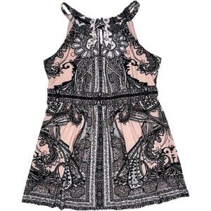 INC International Concepts Halter Top Pink Black Paisley Print S